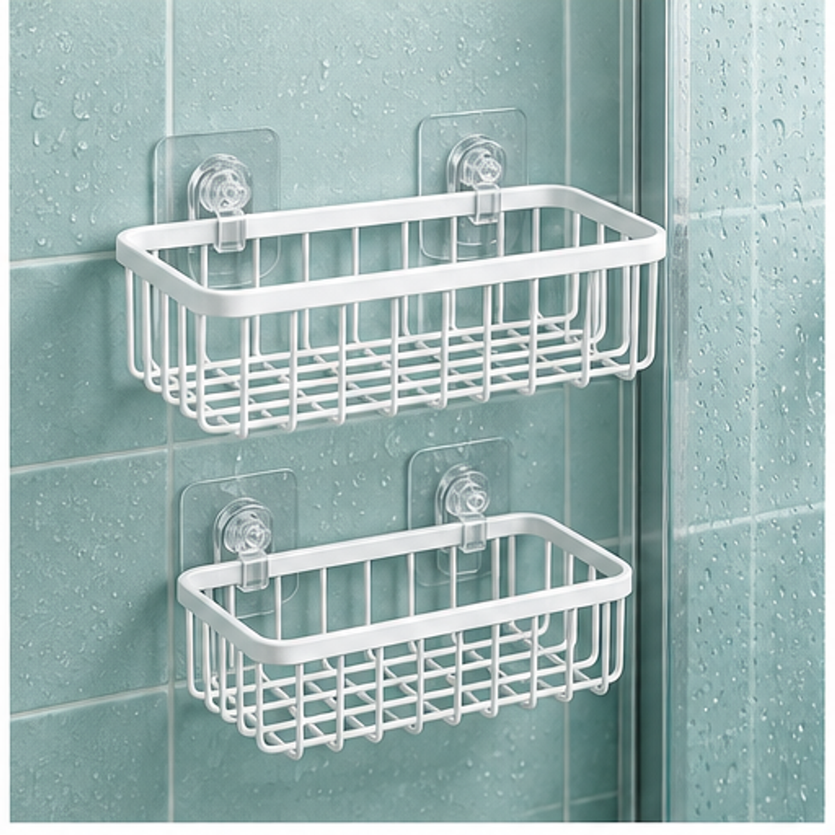 Suction Shower Basket Pair — lifestyle