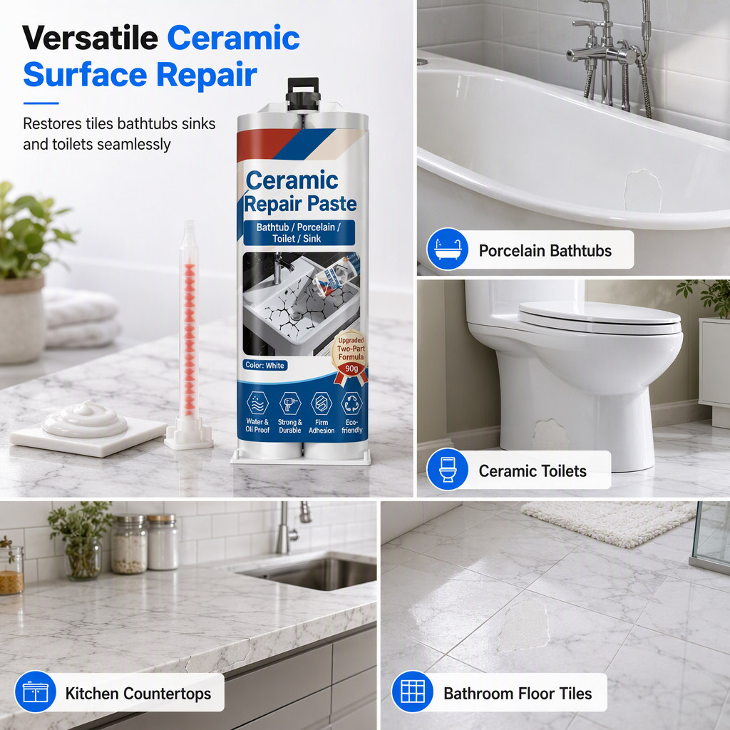 Ceramic repair paste uses for bathtub toilet countertop and floor tile