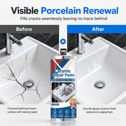Before and after ceramic sink crack repair