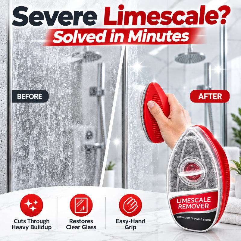 Before and after view of shower glass cleaning