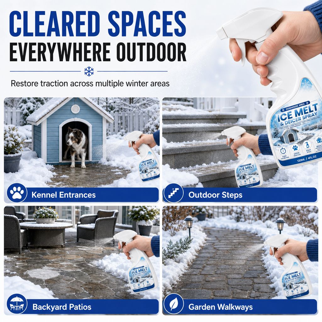 De-icing spray used around multiple outdoor areas